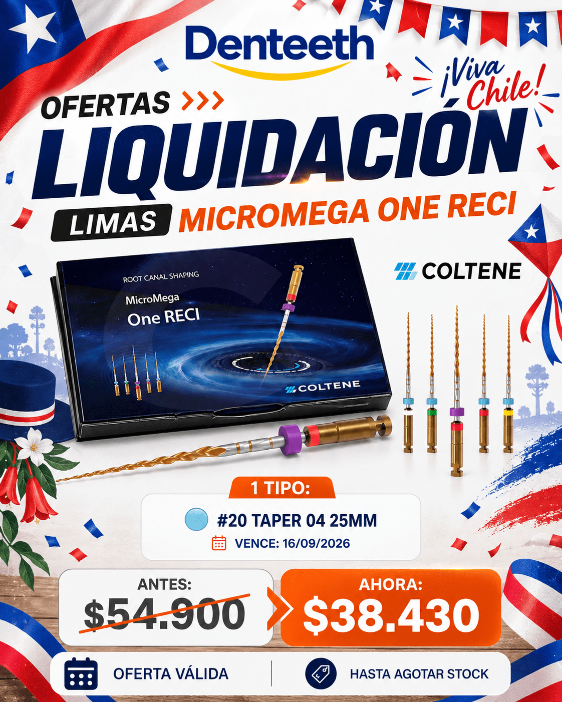 Limas Micromega One Reci 35/04 25mm 5 Unidades. Coltene